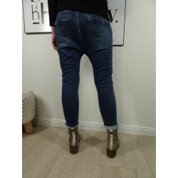 Italy Damen Harems Hose Freizeit Jogging Pants mit tiefem Schritt Aladin Denim Jeans