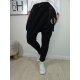 Italy Fashion Harems Hose |Freizeit Jogg Pants mit tiefem Schritt | Aladin Sweat Schlupfhose mit Hosentr&auml;gern one size schwarz