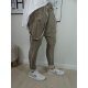 Italy Fashion Harems Hose |Freizeit Jogg Pants mit tiefem Schritt | Aladin Sweat Schlupfhose mit Hosentr&auml;gern one size taupe