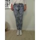 Jewelly Stretch Jeans| im baggy boyfriend Schnitt| Damen Hose mit Knopfleiste und Blumen Print XS Denim Leaves