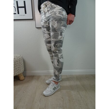 L&auml;ssige Camouflage Jogg Pants- Schlupfhose im Tarnmuster XS grau