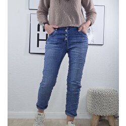 Karostar Damen Boyfriend Stretch Jeans mit offener...