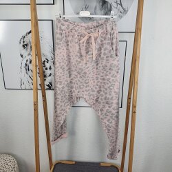 Harems Sweat Hose- Schlupfhose mit Animal Print One Size Pink
