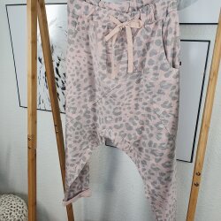 Harems Sweat Hose- Schlupfhose mit Animal Print One Size Pink