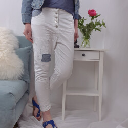 7/8 Sommerhose mit Patches und weißer Spitze
