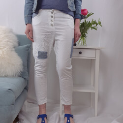 7/8 Sommerhose mit Patches und weißer Spitze