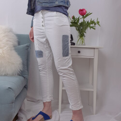7/8 Sommerhose mit Patches und weißer Spitze