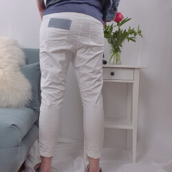 7/8 Sommerhose mit Patches und weißer Spitze