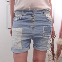 Coole Jeans Shorts mit Flicken und Spitze L Denim