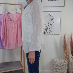 Embroidery Blusenshirt mit Pailletten und passendem Top